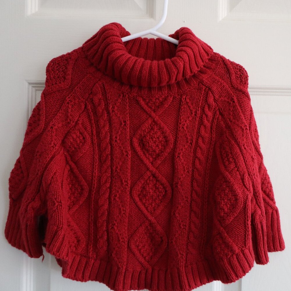 Gymboree 12-18m Red Poncho Style Sweater Turtleneck